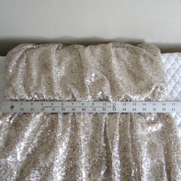 NWT $199.95 DAVID’S BRIDAL Allover Sequin Blouson Tank Bridesmaid Gold Dress 10 - Picture 11 of 11